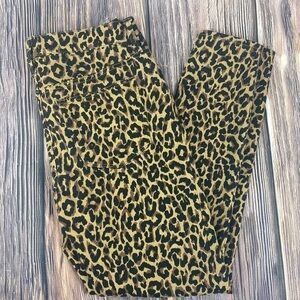 J crew 9” High Rise Button Fly Leopard Skinny Jeans